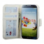 Wholesale Samsung Galaxy S4 Wave Leather Wallet Case with Stand (White)